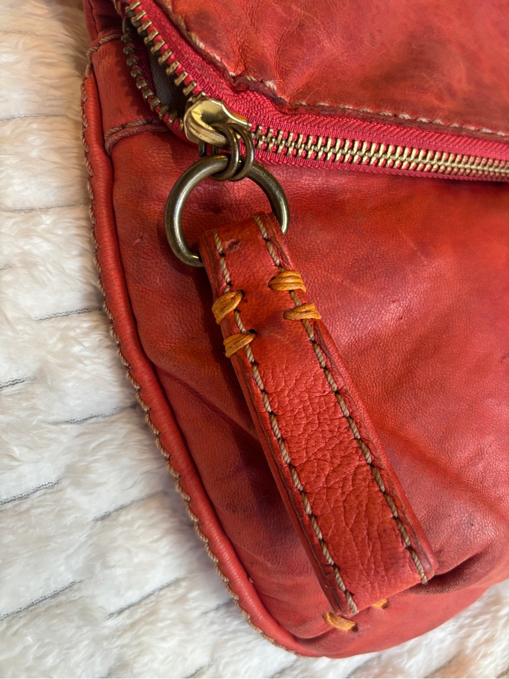 49 SQM soft, rusty, orange goat skin, BoHo Crossbody adjustable strap - Picture 3 of 10